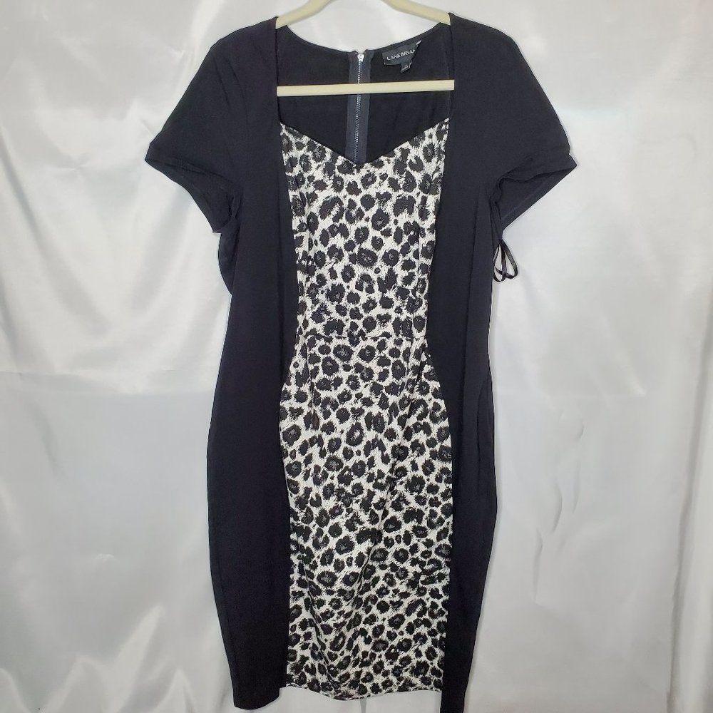 Lane Bryant 22 Bodycon Black Dress with Animal Print